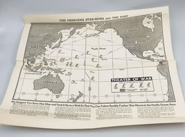 VTG 1940&#39;s WWII Theater Of War Map Pasadena Star News &amp; Post Newspaper Insert - £14.77 GBP