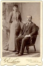 Circa 1880&#39;S Named Cabinet Card Lovely Couple Fancy Clothes Keene Mankato, Mn - £8.23 GBP