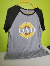 Mens Tee Baseball Shirt DAD Sunflower Gray Black Father Mens Medium - $29.39