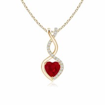 Authenticity Guarantee 
ANGARA Natural Ruby Infinity Heart Pendant Necklace w... - £644.65 GBP