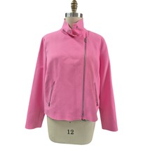 Carlisle Collection  Barbie Pink Poly blend Asymmetrical Zipper Jacket S... - $78.41