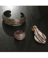 Set Of Glass Art Cuff Bracelet 6.5” Pendant &amp; Ring Size 6 Each Piece Is ... - £19.59 GBP