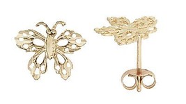 14K Gold Mini Butterfly Post Earrings - £75.31 GBP