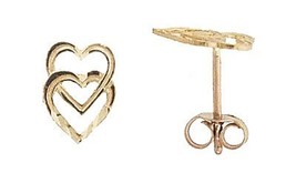 14K Gold Mini Heart Post Earrings - £63.92 GBP