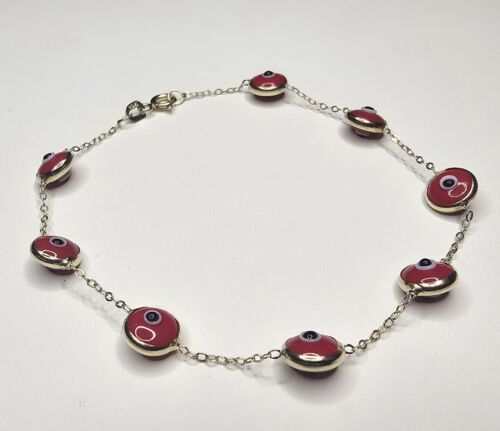 10k Solid Gold Evil Eye Bracelet 7 Inches Item image 2