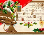 Vtg Postcard M.L. Jackson Embossed Christmas Bells Holly North Star Poem... - $8.86