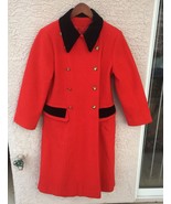 Vintage ROTHSCHILD 70% WOOL Long Coat Jacket w/ Pockets RED Sz. 14 USA ~... - £73.64 GBP