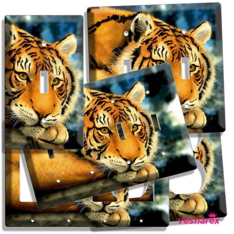 WILD BENGAL TIGER LIGHT SWITCH OUTLET WALL PLATE COVER ROOM DECOR SIBERIAN CAT