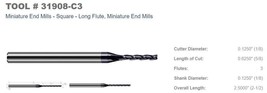 31908-C3 - MINIATURE END MILL - .125DX.50LOC 1/8&quot; SHANK 3FL 2.5&quot;OAL - Al... - $21.78