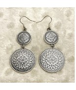 Bohemian Style Double Disc Silver Plated Mandells Design Dangle Earrings... - €14,47 EUR