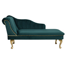 Cambridge Chaise Lounge Handmade Tufted Green Striped Longue Accent Chair - £263.73 GBP