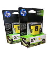 2 Genuine HP 02 XL Yellow Ink Cartridges NEW EXP 2014 - $14.99