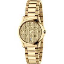 Gucci YA126553 Golden Dial Stainless Steel Strap Ladies Watch - £481.03 GBP