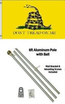 AES 2x3 2&#39;x3&#39; Gadsden Don&#39;t Tread On Me Yellow Snake Flag Aluminum Pole Kit Gold - £24.00 GBP