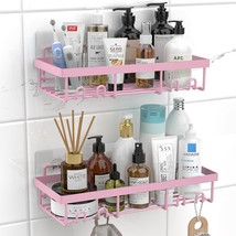 Shower Caddy Shelf Organizer Rack, Self Adhesive Pink Bathroom Accessories Shelv - £30.84 GBP