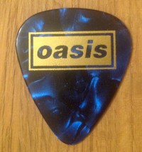 Oasis Logo Guitar Pick Rock Plectrum Blue Gold  - $4.99