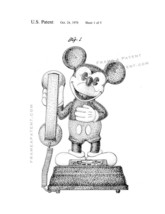 Mickey Mouse Telephone Patent Print - White - £6.22 GBP+