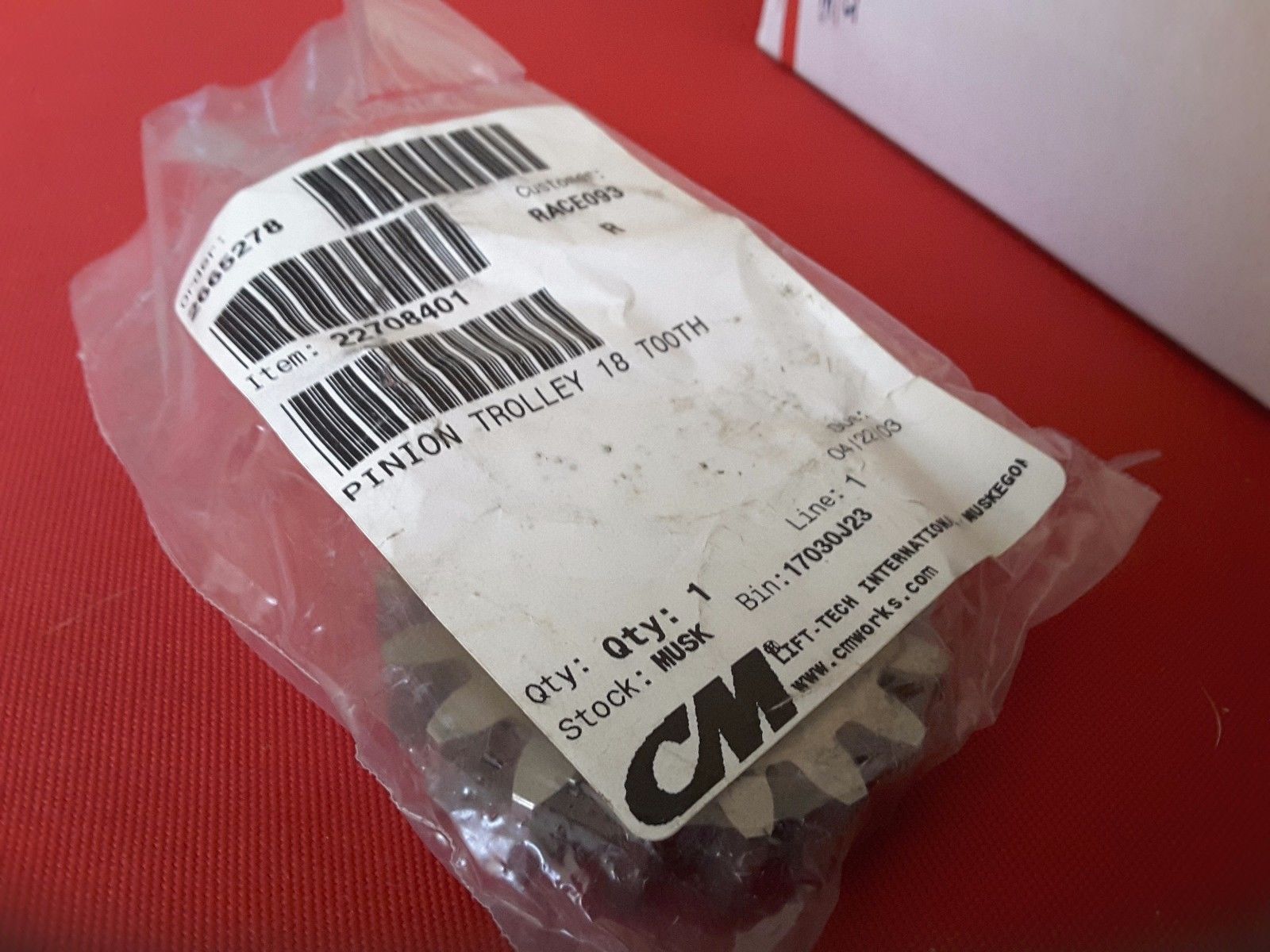 LIFT TECH PINION TROLLEY  22708401 18 TEETH OEM ORIGINAL NEW SALE $99 - $78.21