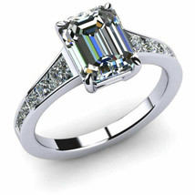 Emerald Cut 2.15Ct Simulated Diamond White Gold Plated Engagement Ring Size 6.5 - £106.19 GBP
