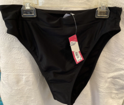 Xhilaration Juniors&#39; High Leg High Waist Bikini Bottom Black L swimwear - $7.91