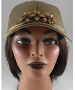 Woman’s Metallic Gold Adjustable Baseball Cap w Vintage Gold Flower Pin - $39.59 CAD