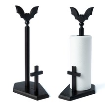 Bat Paper Towel Holder with Suction Cups - Black Wooden Coffin Paper Roll Holder - £21.88 GBP