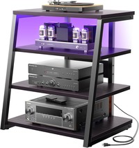 Armocity 4-Tier Av Media Stand With Power Strips, Corner Tv Stand, Black... - $148.99