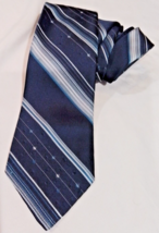 Sears Italian Necktie Stars Stripes Pattern on 100% Silk Designer Blue S... - $12.77