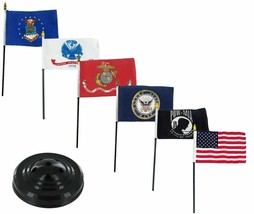 Us Armed Forces Military Desk Flag Set 4&quot;x6&quot; Flags Flag (Usa + POW-MIA) Licensed - £19.66 GBP