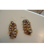 Topaz, amber colored chain maille earrings with gold ear wire - $12.34 CAD