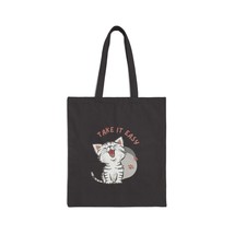 take it easy cat animal lovers gift Cotton Canvas Tote Bag - £10.65 GBP+