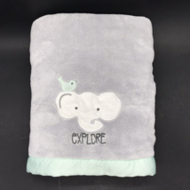 Elephant Baby Blanket Just Born Bird Embroidered Satin Binding Gray - £14.17 GBP