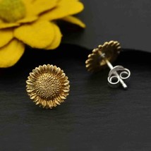 Bronze Sunflower Post Earrings 10x10mm - $567.70 MXN