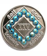 NA Nickel Plated Crystallized Medallion Year 1 - 40 Amethyst Purple Crystal - $18.99