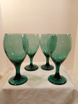 Vintage Set of 4 Juniper Green Libbey Wine/ Goblets/ Teardrop Glasses - $34.65