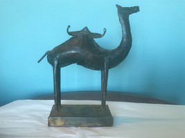 Vtg Brutalist MCM Metal Camel  Sculpture Figure Statue Art Silk Road Modernist - £35.05 GBP
