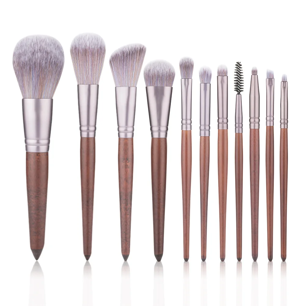 High Quality 11 Pcs Mahogany Soft  Makeup Brushes Set For Cosmetics Foun... - £51.19 GBP