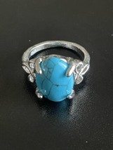 Turquoise Stone S925 Sterling Silver Woman Ring Size 6 - £11.87 GBP
