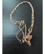 585 14K RG Stamped Orange Zircon Fox Pendant 19” Necklace Clasp Chain - $911.17 MXN