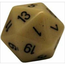 D20 Dice Opaque (34mm) - Ivory/Black - £12.40 GBP