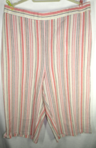 Woman Within Linen Blend Multi Striped Wide Leg Capri Pants Plus Size 22 - £15.62 GBP