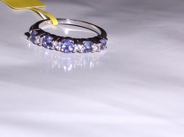 Purple Tanzanite Round Band Ring, Platinum / 925 Silver, Size 7, 0.75(Tcw) - £62.92 GBP