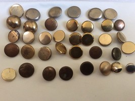 Lot of 37 Antique &amp; Vintage Buttons gold tone metal mix color size - £15.59 GBP