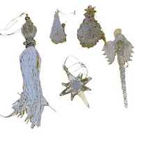 Bundle of 5 Glass Christmas Ornaments Trees Stars Angel icicle Tassel Sp... - £17.82 GBP
