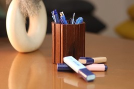 Wooden Pen Pencil Holder Handmade For Table &amp; Home Office Decor By MARMORIS ECOM - £26.28 GBP