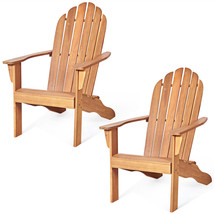 2PC Outdoor Adirondack Chair Solid Wood Durable Patio Garden Removable Natural - £269.66 GBP