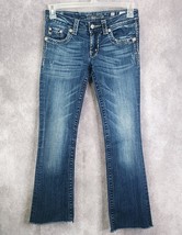 Miss Me Jeans Womens 27 Blue Boot Cut Embroidered Cross Cut Off Capri Lo... - $32.99