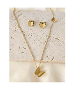 18K Gold-Plated Butterfly Necklace &amp; Earrings Set for Women, Elegant Gift - $41.04 CAD