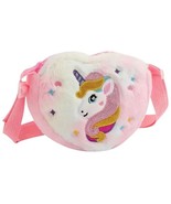 Children&#39;s Unicorn Heart shaped Shoulder Bag, Kids Cartoon Plush Crossbo... - $12.46