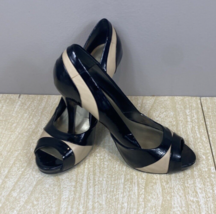 Nine West Black And Beige Peep Toe Heel Size 7.5 - £10.98 GBP